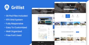 Grillist - Real Estate Listing PSD Template