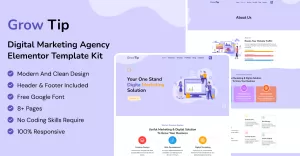 Grow Tip - Digital Marketing Agency Elementor Template Kit