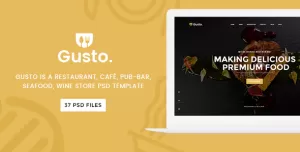 Gusto - Restaurant, Café, Bar, Seafood Restaurant PSD template