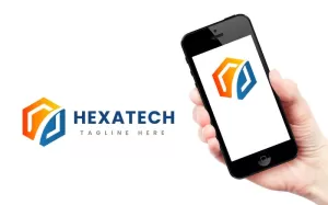Hexagon Technology App Logo Logo Template - TemplateMonster