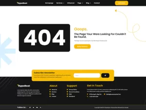 Hypebeat - Influencer Marketing Agency Elementor Pro Full Site Template Kit