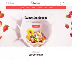 Ice cream WordPress theme for yogurt smoothie juice bar cake shop sites