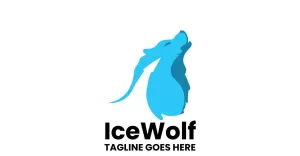 Ice Wolf - an icy blue howling wolf for sport team