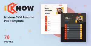 iKnow - Modern CV and Resume Psd Template