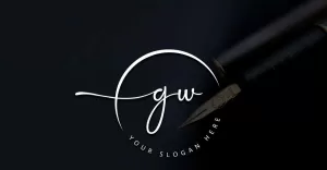 Kalligrafi Studio stil GW bokstavslogotypdesign