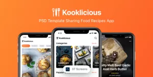 Kooklicious - PSD Template Sharing Food Recipes App