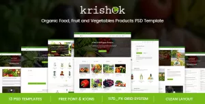 Krishok - Organic Food, Fruit and Vegetables Products PSD Template