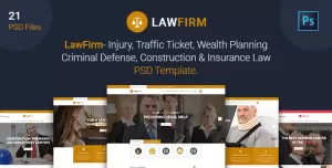 Law Firm - Injury, Traffic Ticket,Wealth Planning,Defense, Construction & Insurance Law PSD Template