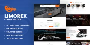 Limorex: Luxury Transport And Car Hire PSD Template