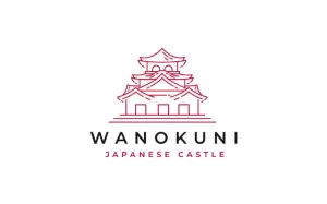 Line Art Japanese Castle Logo Design Illustration