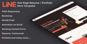 Line - One Page Resume / Portfolio Html Template