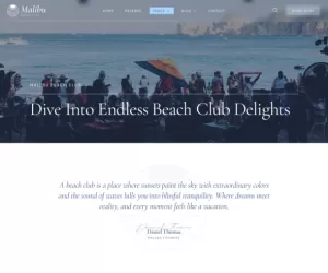 Malibu – Beach Club & Lounge Bar Elementor Template Kit