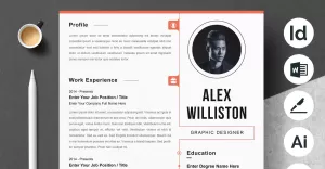 Modern Professional Resume CV Template Word Apple Pages