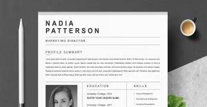 Modern Resume Template  Cover Letter, Word, Mac,A4