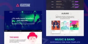 Music & Band Responsive Website Template - Duotone