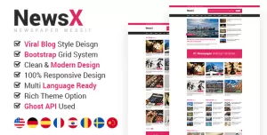 NewsX - Responsive News, Magazine, Viral Blog Ghost Theme