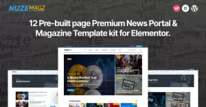 NUZEMagz - Premium nieuwsportaal & tijdschrift Elementor-sjabloonkit