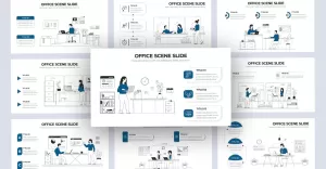 Office Scenes Vector Infographic PowerPoint Template