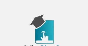 Online Education Logo Design Concept For Cap Book Hand Cursor