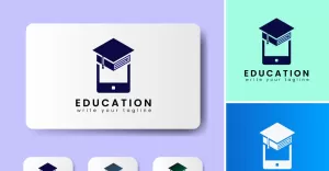 Online Education Logo Design Template Concept For Mobile And Hat