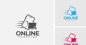Online Shopping Logo Design. Smart Phone And Shopping Cart For E- Commerce Web Or Business