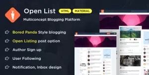 Open List - Blogging Platform Bootstrap Template