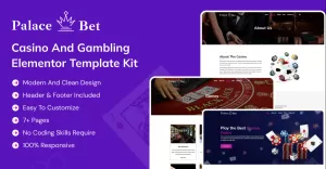 Palace Bet - Casino and Gambling Elementor Template kit
