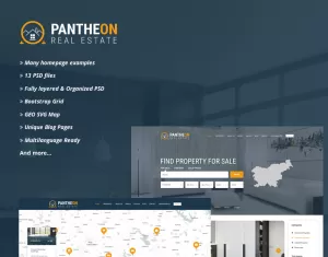 Pantheon Real Estate Directory PSD Template - TemplateMonster