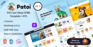 Patoi - Pet Care Shop eCommerce HTML Template