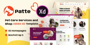 Patte  Pet Care Services Adobe XD Template