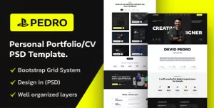 Pedro - Personal Portfolio/CV PSD Template.