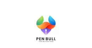 Pen Bull Gradient Colorful Logo