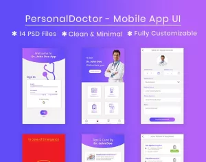 PersonalDoctor - Mobile App UI PSD Template - TemplateMonster