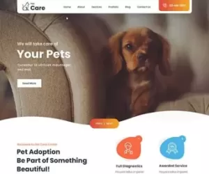 Pet Care Animal WordPress Theme for dog grooming pet shops store SKT