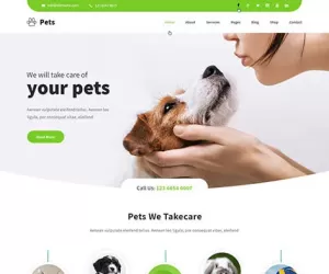 Pet care WordPress theme for dogs cats veterinary nursing care health