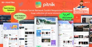 Pitnik - Online Social Network Community with Live Podcast UI Toolkit Responsive Template