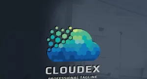 Pixel Cloud Technology Logo Template - TemplateMonster