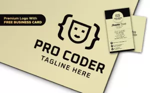 Pro Coder With Business Card Logo Template - TemplateMonster