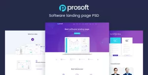 ProSoft - Software Landing Page PSD Template
