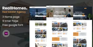 ReallHomes - Real Estate & Property Agency XD Template