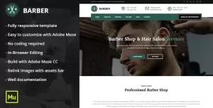 Responsive Barber Shop and Hair Salon Muse Template