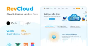 RevCloud - Cloud Hosting HTML React Vue en Figma Landing Page Template