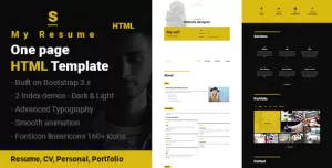S - Resume, CV, Portfolio One Page HTML Template