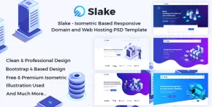 Slake - Isometric Based Responsive Domain and Web Hosting PSD Template