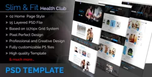 Slim&Fit Health Club  Multipurpose Sport, Gym, Fitness, Yoga, Dance PSD Template