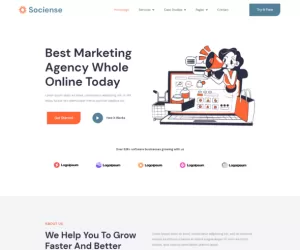 Socience  Social Media Marketing Agency Elementor Template Kit