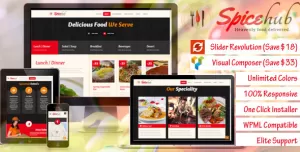 SpiceHub - Restaurant / Bar  WordPress Theme