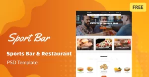 Sports Bar & Restaurant Multipage Free PSD Template
