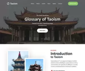 Taoism WordPress theme for learn religious culture way of life meditation