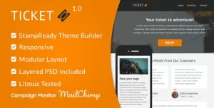 Ticket - Responsive Email Template + StampReady